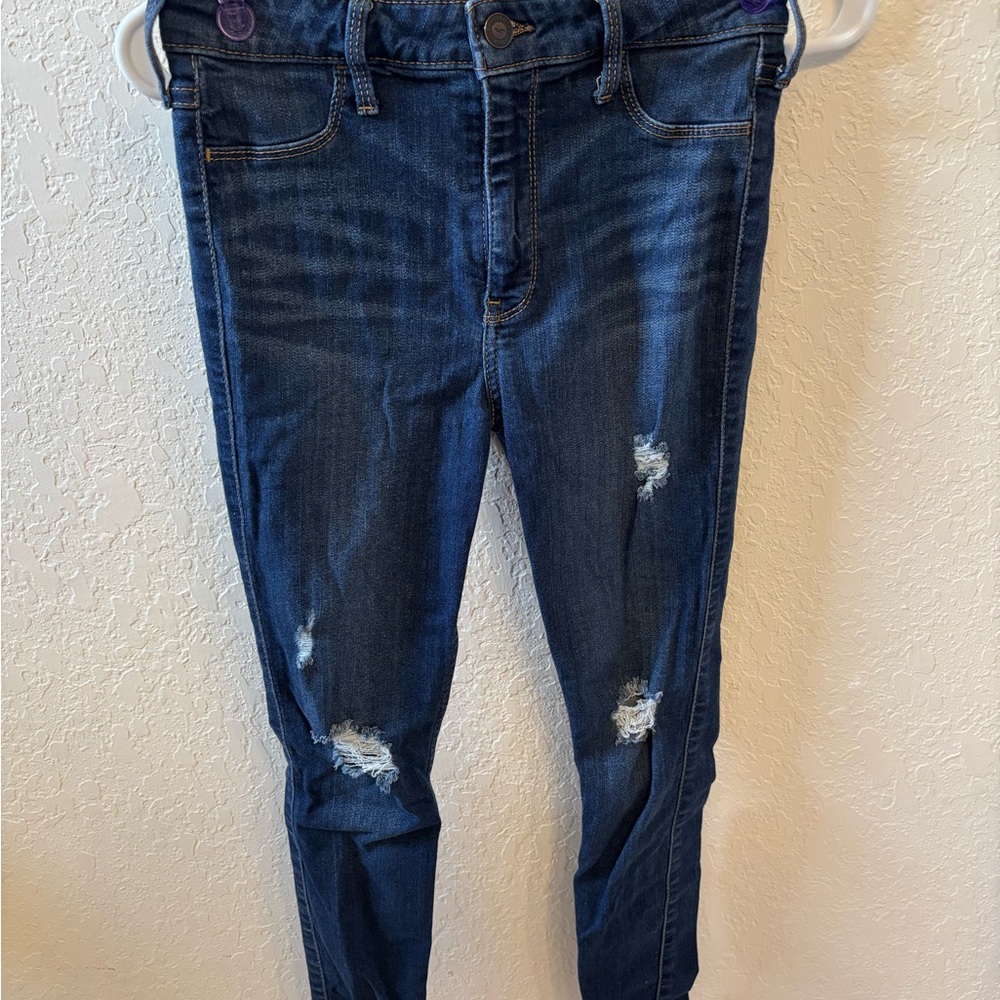 Hollister Dark Blue Distressed Skinny Jeans